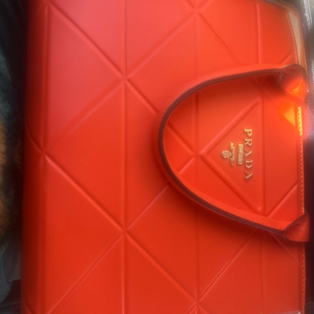 Prada Bold Orange Quilted Tote